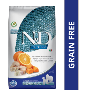 N&D OCEAN DOG PKN CODFISH & ORA ADULT MED/MAXI 2.5 KG